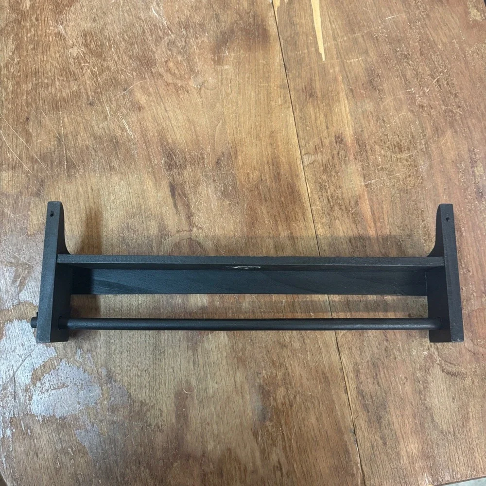 Rustic Black Wood Paper Towel Holder Wall Mount Shelf‎ Stand Farmhouse Kitchen
